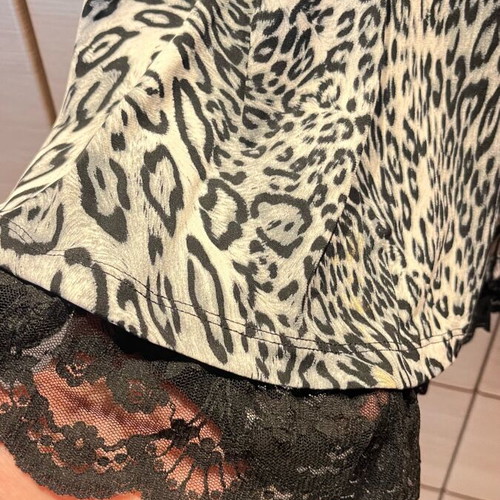 Animal Print Blouse Dress like new with lace, size L