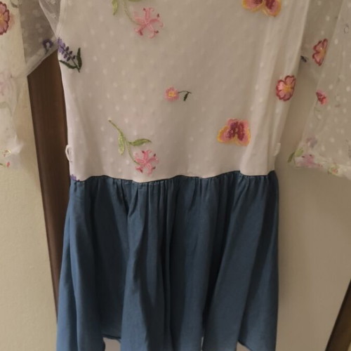 Alouette dress like new with floral embroidery and transparent sleeves