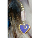 Handmade earrings with pink nephrite gemstone and clay heart