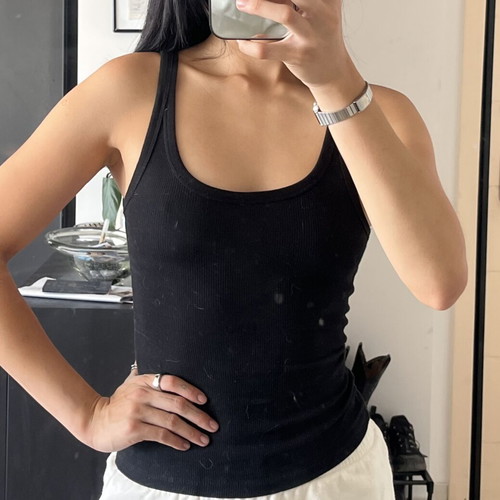 Tank top ribbed black, Bershka, size XS