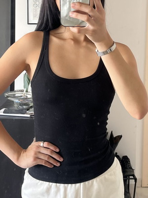 Tank top ribbed black, Bershka, size XS