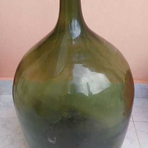 Damigiana glass bottle used, blown, height 55 cm, circumference ±110 cm