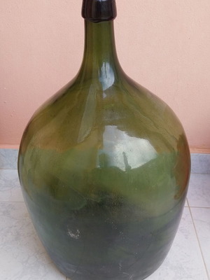 Damigiana glass bottle used, blown, height 55 cm, circumference ±110 cm