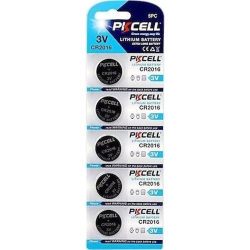 PKCELL Lithium Battery CR2016 3V Pack of 5 New
