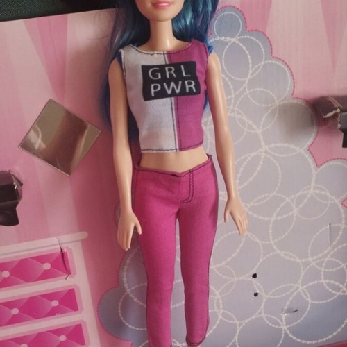 Barbie doll with blue hair