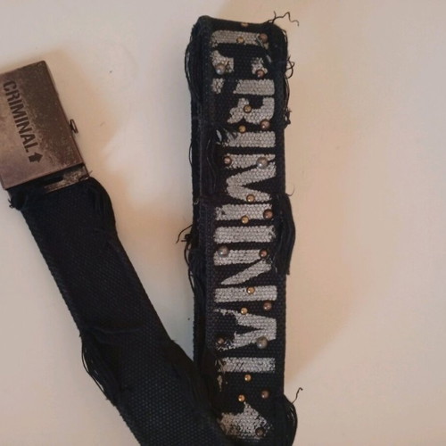 Criminal black used belt strap with studs adjustable size
