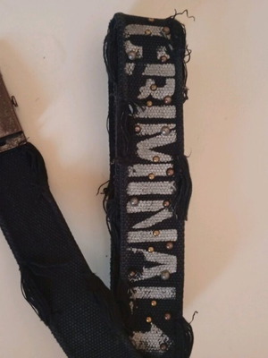 Criminal black used belt strap with studs adjustable size