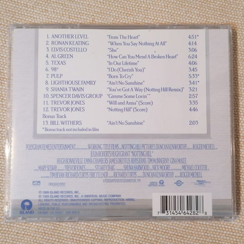 Notting Hill Original Motion Picture Soundtrack CD like new