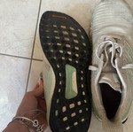 Adidas athletic shoes used, white and turquoise, size 37