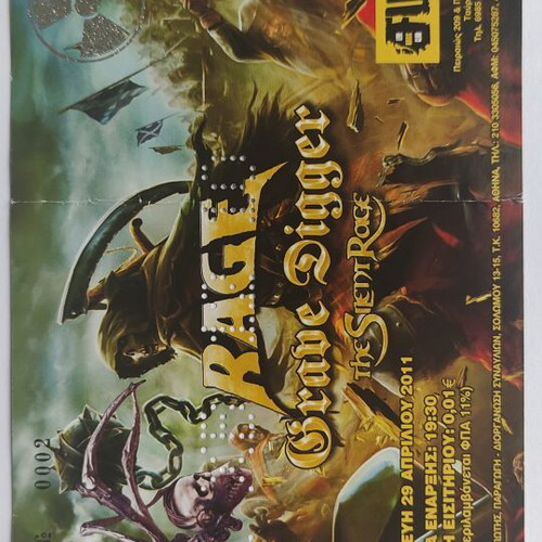 Rage and Grave Digger Concert Ticket like new, 29-4-2011