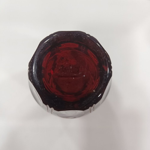 Vintage Bohemian Ruby Cut-to-Clear Crystal Vase