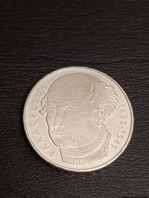 Silver commemorative 20 Francs coin 1993 Paracelsus