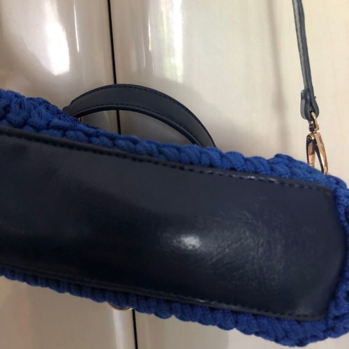 Twinset knitted crossbody bag blue new with detachable strap