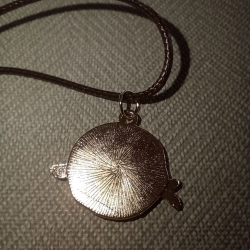 Metal pendant with cat new, turquoise and gold color