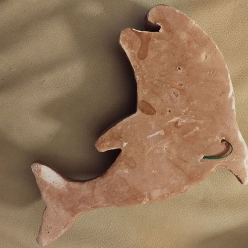 Wall decorative whale used, 20 cm handmade clay