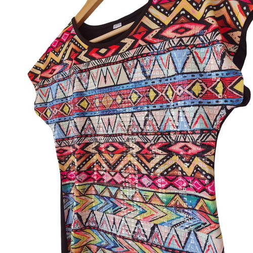 Yamamay colorful ethnic club dress with sequins and black back medium, like new
