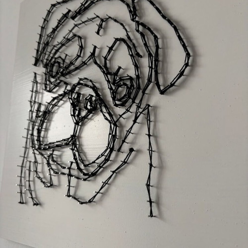 Χειροποίητος πίνακας string art σκύλος σαν καινούργιος, 40×40 cm