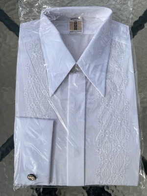 Vintage embroidered dress shirt DRESSOIR DUR Douros A.E. new, size 41, white
