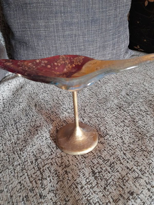 Handmade glass candlestick in sand color, new