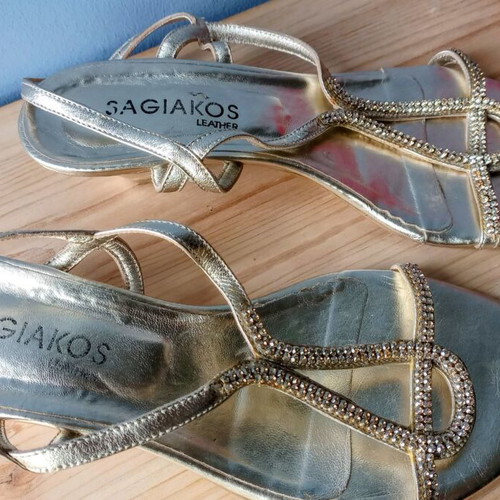 Sagiakos gold sandals like new, size 38