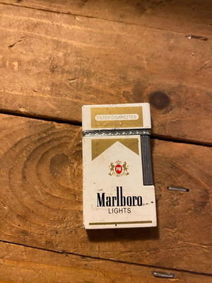 Marlboro Lights metal lighter used, old