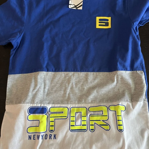 Kids' shorts and t-shirt set new, grey and blue, size up to 16 years
