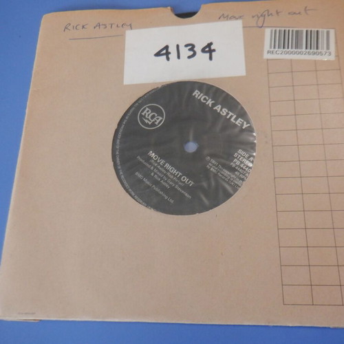 Rick Astley Move Right Out 45 RPM vinyl used, rare UK pressing