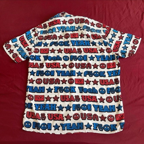 Urban Outfitters men's button-up printed shirt “F Yeah” size M like new, colorful