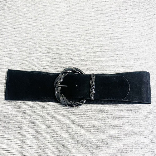 Elastic belt with large buckle like new, adjustable size 75, black and silver