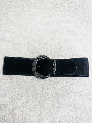 Elastic belt with large buckle like new, adjustable size 75, black and silver
