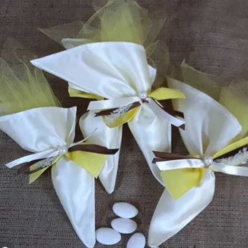 Satin pouches for wedding or baptism bomboniere, pack of 100
