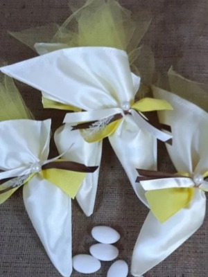 Satin pouches for wedding or baptism bomboniere, pack of 100