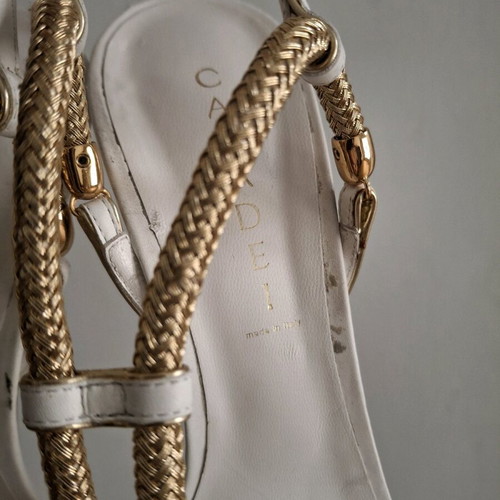 Casadei sandals white and gold used, size 39.5