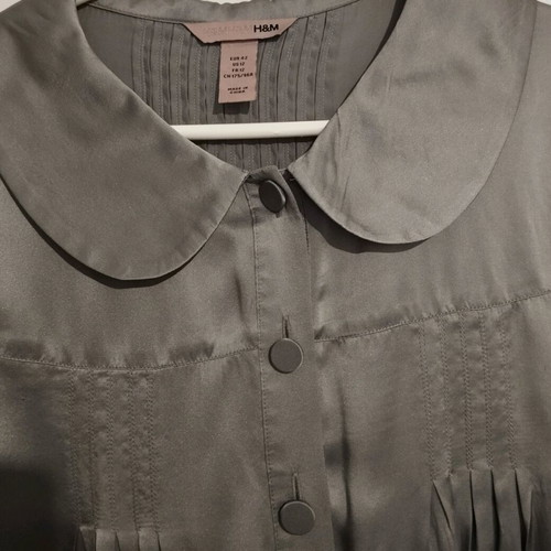 Women's satin shirt with collar H&M 42 like new, olive khaki