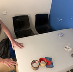 Plexiglass desk with 2 chairs used, white translucent acrylic