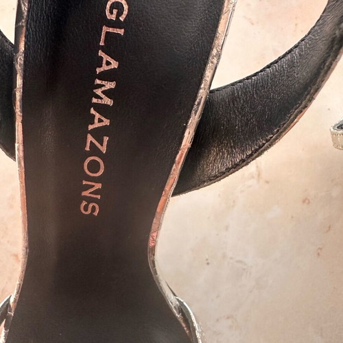 Glamazons silver sandals new, size 36, 10cm heel