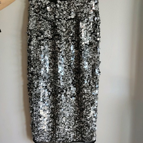 ASOS sequin skirt silver like new, slim fit with zipper