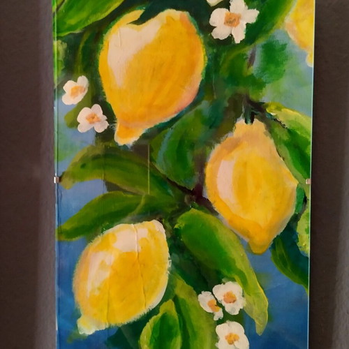 Painting on canvas with frame like new, acrylic colors, 21x30 cm