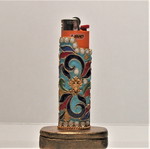 Collectible brass BIC lighter cover with multicolor enamel new