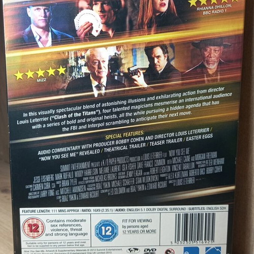 Now You See Me DVD like new with English subs