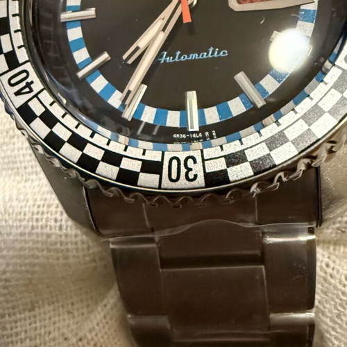 Seiko 5 Sports SRPK67K1 Black & White Checker Flag Special Edition New