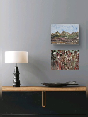 Two small oil paintings like new, abstract landscapes