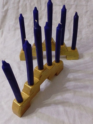 Wooden vintage candle holders like new, set of 2 handmade