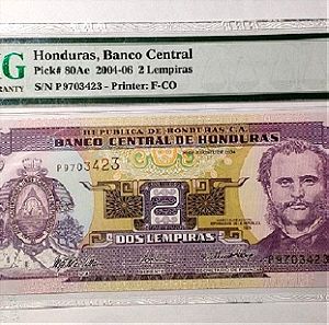 HONDURAS Banco Central 2 Lempiras PMG 65 EPQ Pick# 80Ae Gem Uncirculated