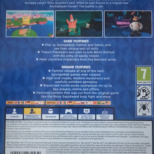 Spongebob SquarePants Battle for Bikini Bottom PS4 game