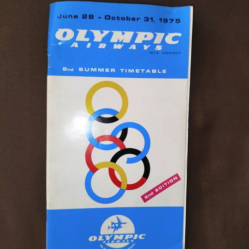 Olympic Airways Timetable 1975 used