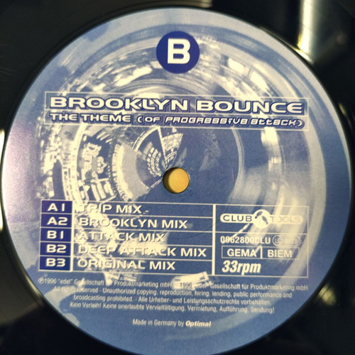 Brooklyn Bounce The Theme 12" vinyl single used, electronic 1996
