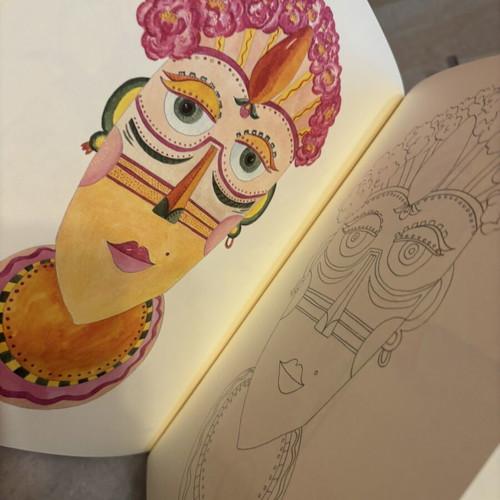 Anti-stress coloring book with watercolor