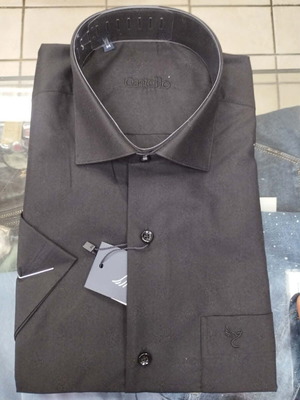 Castello men's short-sleeve shirt black new, sizes M-5XL
