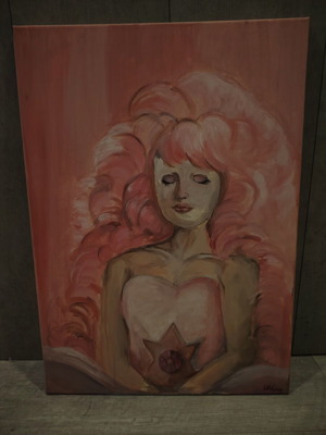 Rose Quartz painting, hand-painted, gouache